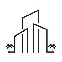 gratte-ciel de lignes avec des arbres logo symbole vecteur icône illustration graphisme