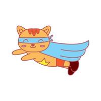 chat ou minou ou chaton animal comme illustration vectorielle de super-héros mignon dessin animé logo vecteur