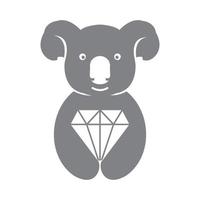 koala animal mignon avec diamant logo symbole icône illustration de conception graphique vectorielle vecteur