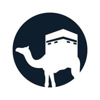 chameau avec conception d'illustration vectorielle logo kaaba vecteur