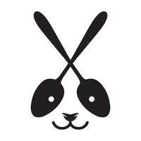 cuillère avec panda logo vecteur icône illustration design