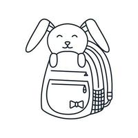 lapin ou lapin avec illustration vectorielle du logo de la ligne de sac vecteur