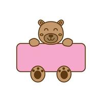 tête d'ours avec bannière illustration vectorielle de logo de dessin animé mignon vecteur