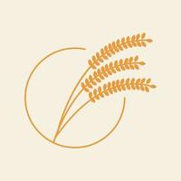 grain de blé feuille ligne cercle logo design vecteur icône symbole illustration