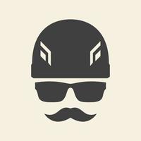 tête de construction moustache avec lunettes de soleil logo symbole icône vecteur conception graphique illustration idée créative