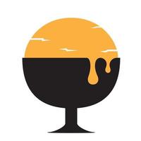 coucher de soleil avec crème glacée logo vecteur symbole icône conception graphique illustration