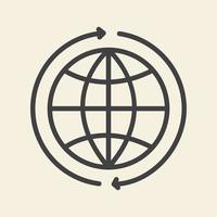 globe universel monde ligne avec flèches arrondies logo symbole icône illustration de conception graphique vectorielle vecteur