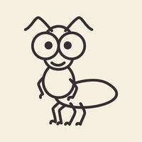 animal insecte fourmi lignes dessin animé mignon logo design vecteur icône symbole illustration