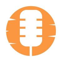 microphones podcast avec coucher de soleil logo symbole icône illustration de conception graphique vectorielle vecteur