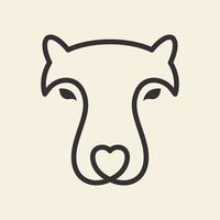 ligne tête visage hippopotame hipster logo symbole icône vecteur conception graphique illustration idée créatif