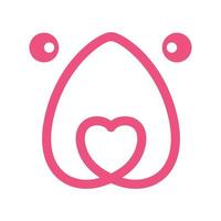 visage ligne ours avec amour logo symbole icône vecteur conception graphique illustration idée créative
