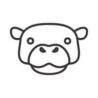 hippopotame mignon tête lignes logo symbole vecteur icône illustration design