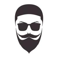 homme avec une longue tête de barbe logo vintage symbole icône illustration de conception graphique vectorielle vecteur