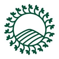 cercle de l'agriculture simple avec ligne de feuille arrondie logo symbole icône illustration de conception graphique vectorielle vecteur