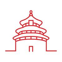 maison classique chinoise asiatique architecture ancienne ligne logo vecteur icône illustration