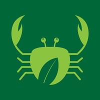 crabe avec feuille verte logo design vecteur symbole graphique icône signe illustration idée créative