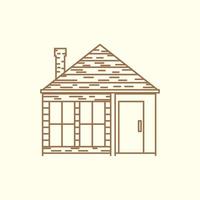 maison ou maison chalet bois ligne vintage simple logo vecteur icône illustration design