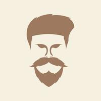 homme hipster avec tête de barbe logo symbole icône illustration de conception graphique vectorielle vecteur