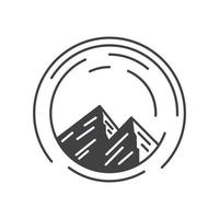 montagne de ligne simple en cercle logo symbole icône illustration de conception graphique vectorielle vecteur
