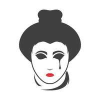 femme visage japon triste logo design vecteur graphique symbole icône signe illustration idée créative