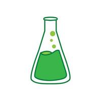 bouteille de laboratoire verte pour la conception d'illustration vectorielle d'icône de logo d'expérience de nature vecteur