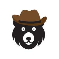 visage vintage ours avec chapeau logo symbole icône vecteur conception graphique illustration idée créative