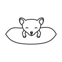 chien endormi avec des lignes d'oreiller logo vecteur symbole icône illustration de conception