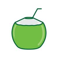 illustration de symbole d'icône vectorielle de conception de logo d'eau de boisson de noix de coco fraîche verte vecteur