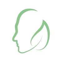 femme soins du visage avec feuille logo symbole icône vecteur conception graphique illustration idée créative