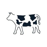 vache animale ou vaches laitières dessin au trait silhouette logo vector illustration design