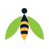 animal insecte abeille ailes feuille plante logo vecteur icône illustration design