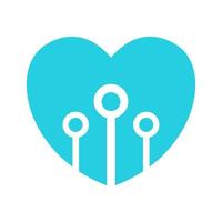 amour forme avec ligne connecter dot tech logo symbole icône vecteur conception graphique illustration idée créative