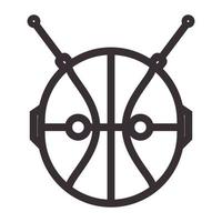 basket ball robot lignes logo hipster vecteur