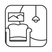 canapé intérieur avec lampe logo vecteur icône illustration design