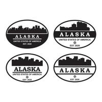 un ensemble de logo de silhouette d'horizon de l'alaska vecteur