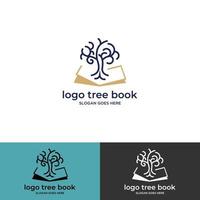 modèle de conception de logo abstrait vectoriel - concept d'éducation et d'apprentissage en ligne - icône d'arbre et de livre - emblème pour les cours, les classes et les écoles