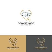 vecteur de conception de logo de chien et de chat.
