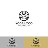 logo d'icône minimal de personne de yoga avec arbre vecteur