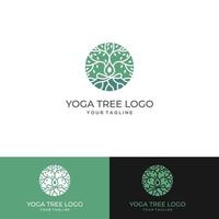 vecteur de logo de yoga, une méditation d'homme en lieu naturel.