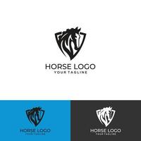 cheval noir, cercle, illustration de logo, silhouette vecteur