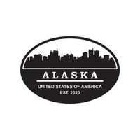 vecteur de silhouette d'horizon de l'alaska, logo de gratte-ciel des etats-unis