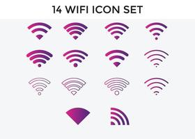 ensemble d'icône de signal wifi signe vecteur dégradé de couleur