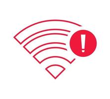 aucun signe de réseau sans fil symbole icône couleur rouge. pas d'icone wifi vecteur