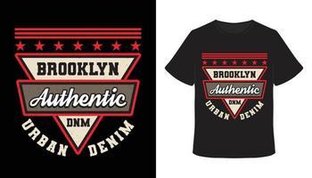 conception de t-shirt de typographie en denim urbain authentique de brooklyn vecteur