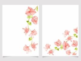 modèle de carte d'invitation de mariage bougainvillier rose aquarelle mise en page collection 5x7 vecteur