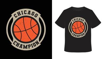 conception de t-shirt de basket-ball typographie champion de chicago vecteur