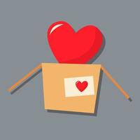 une boîte en papier ouverte avec un cœur dedans. jour d'amour. vecteur