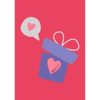 une boîte-cadeau ouverte avec un coeur. image vectorielle dans un style bohème. vecteur
