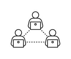 communication en ligne à distance des personnes sur ordinateur, icône de ligne réseau. connexion sur le travail d'équipe internet. communauté à distance. signe de vecteur