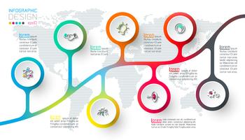 Cercle infographie étiquette avec étape par étape. vecteur